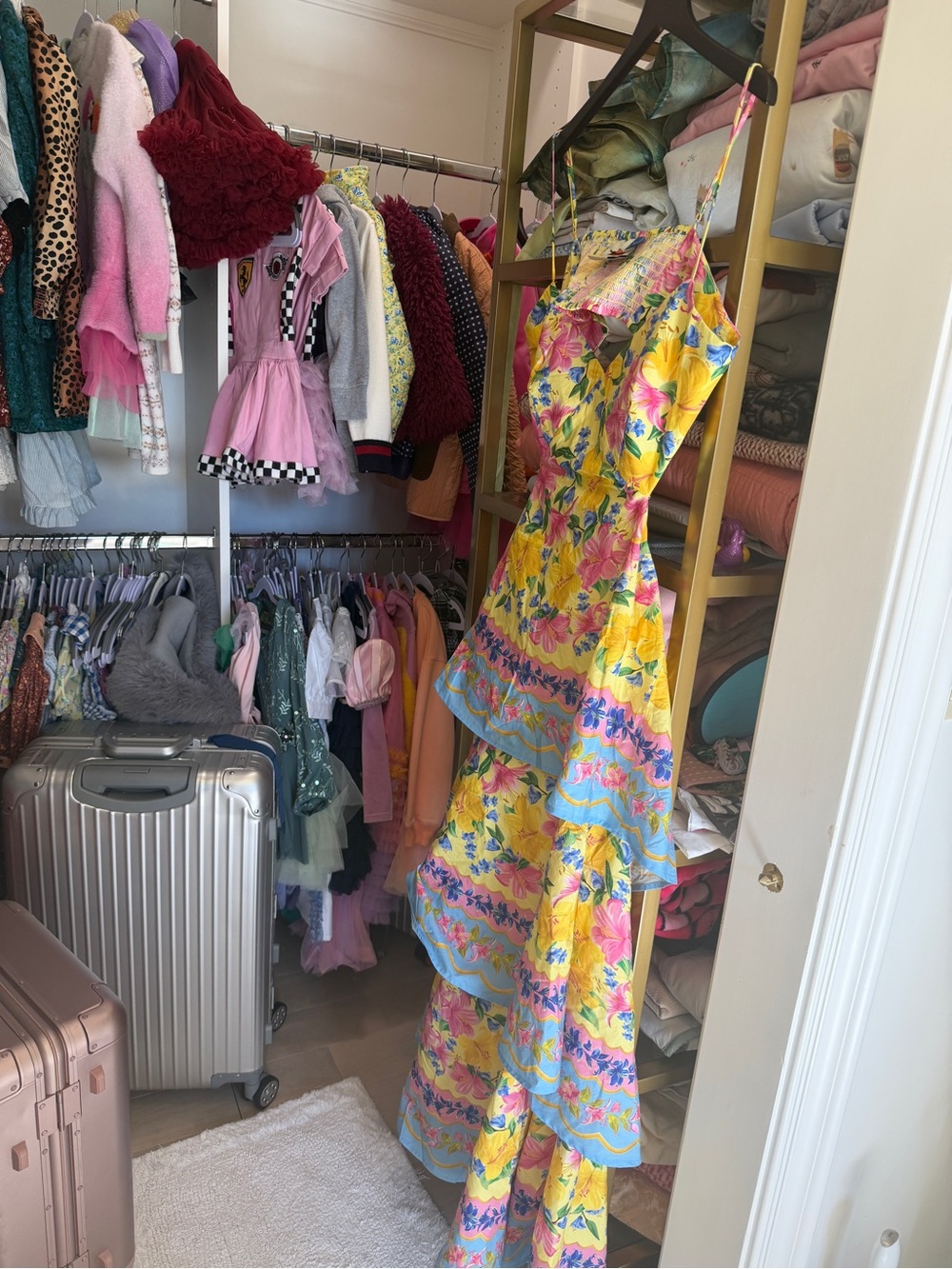 FARM Rio Yellow Floral Tiered Maxi Dress with Pink & Blue Accents - Picture 2 of 10